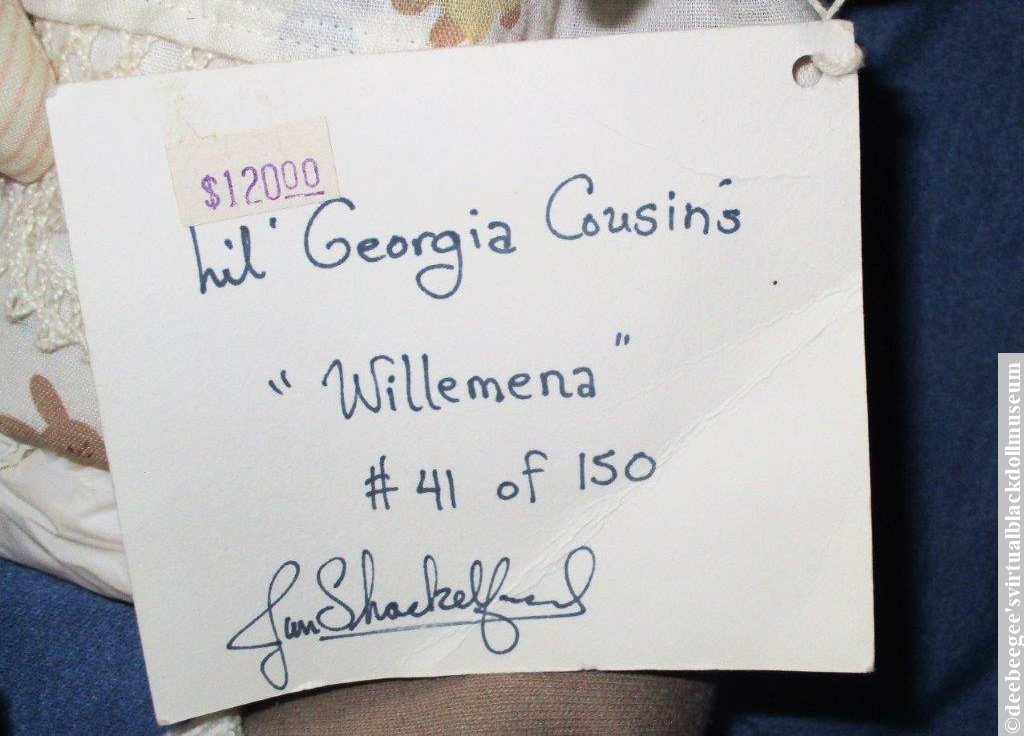 Willemena is a soft-sculptured character doll by Jan Shackelford.